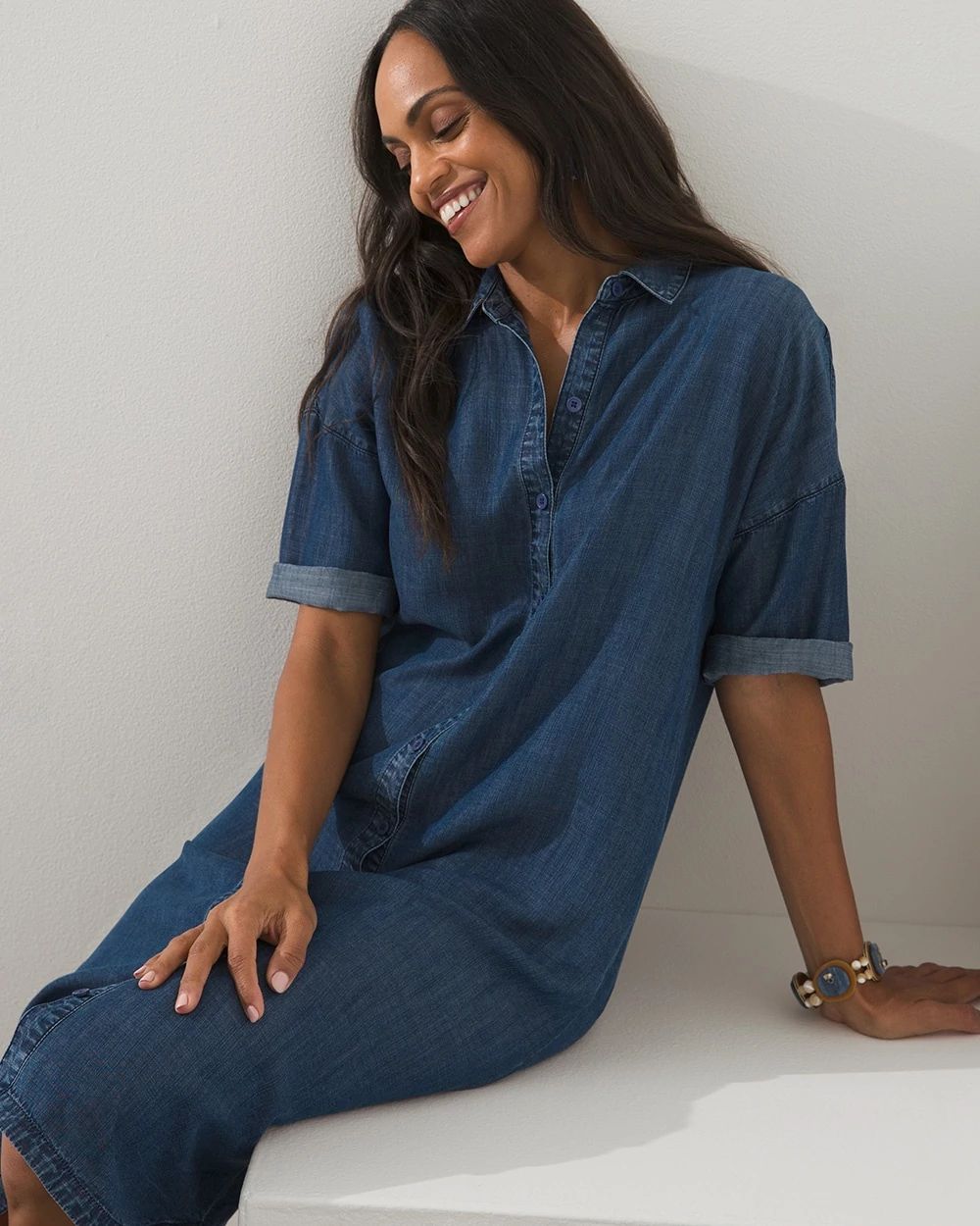 Relaxed Tencel Midi Shirt Dress