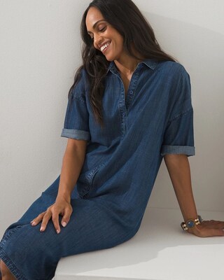 Relaxed Tencel Midi Shirt Dress