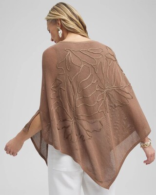Embroidered Knit Triangle Poncho click to view larger image.