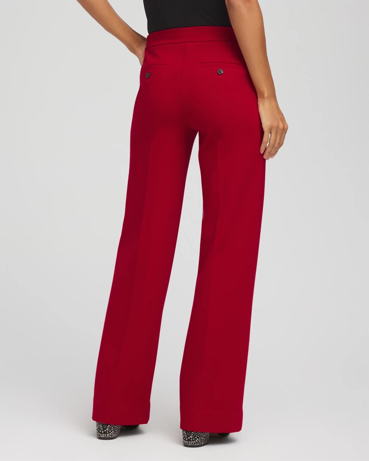 Chico's Petite Emme Wide-leg Trouser Ponte Pants In Carmine Red In Multi