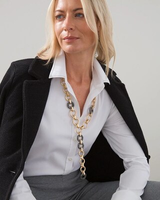Black & Goldtone Link Y-Necklace