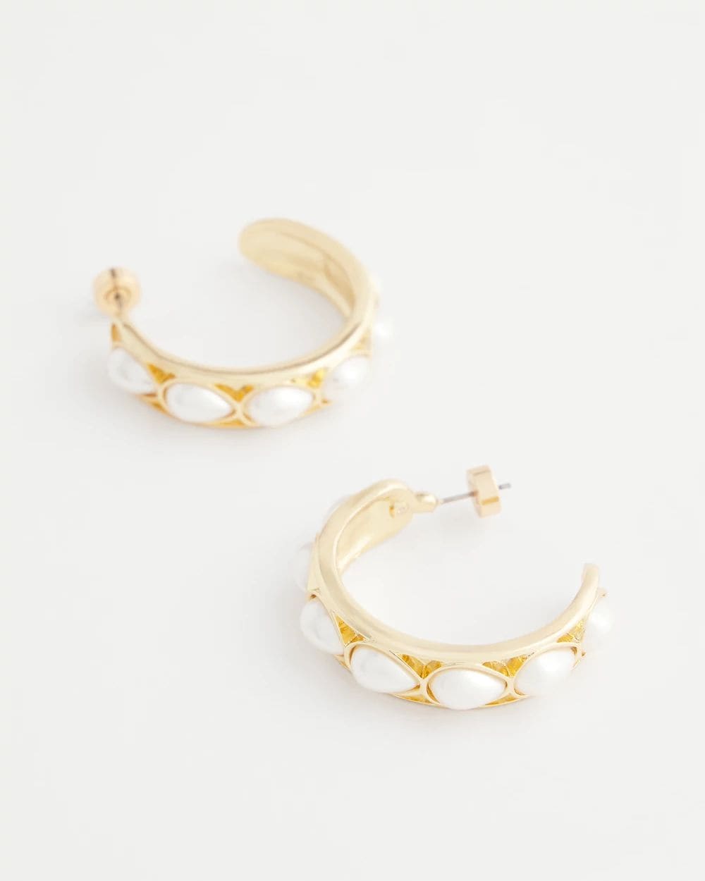 No Droop® Faux Pearl Hoop Earrings