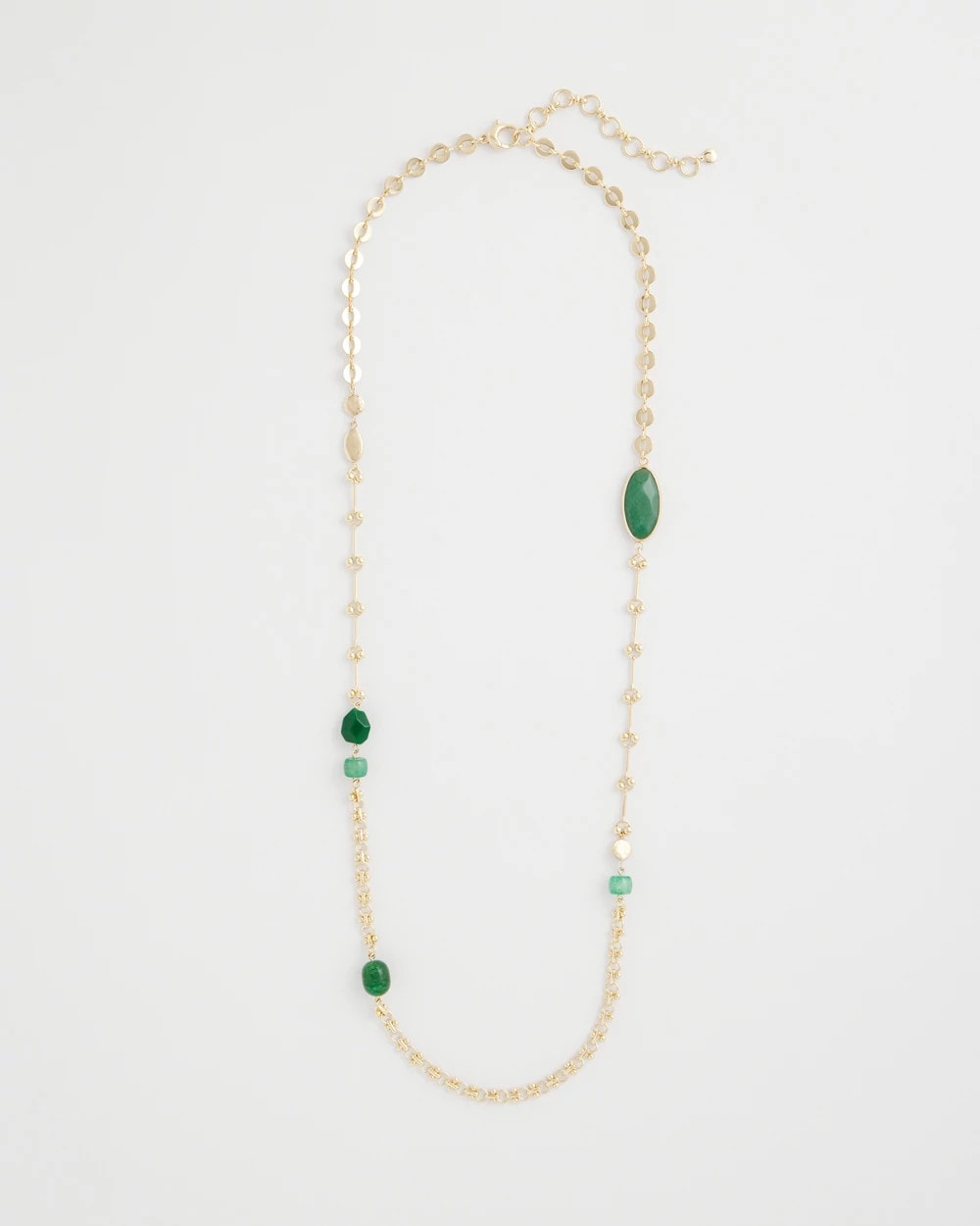 Green Accent Long Single Strand Necklace