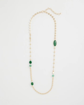 Green Accent Long Single Strand Necklace