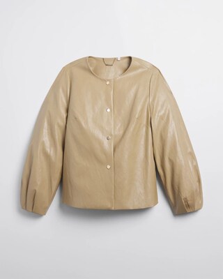 Balloon Sleeve Faux Leather Jacket