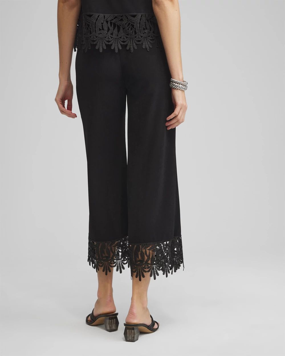 Petite Travelers™ Lace Trim Cropped Pants
