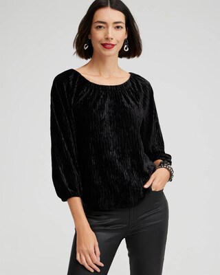Textured Velvet Blouson Sleeve Top