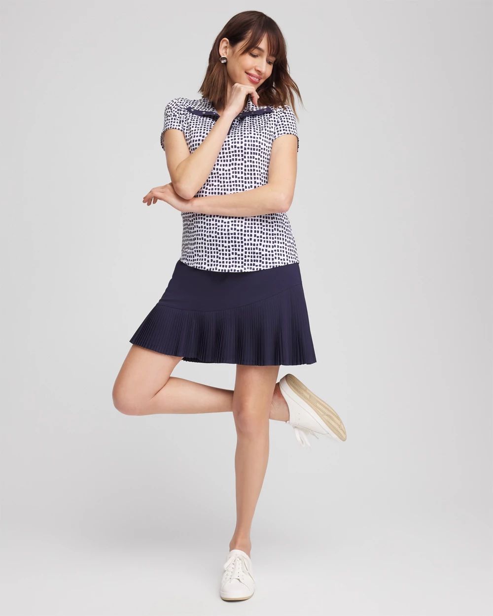 Zenergy® UPF Dots Mockneck Short-Sleeve Top