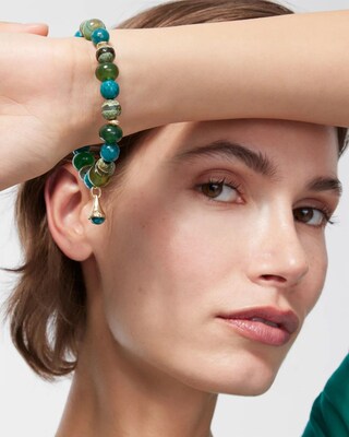 Jade & Agate Dangle Stretch Bracelet
