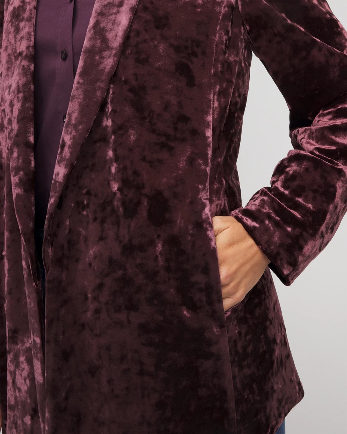 Chico's Crushed Velvet Blazer In Night Bloom In Purple
