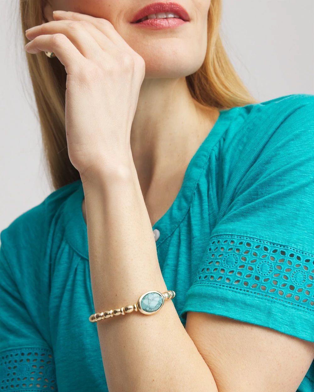 Turquoise Blue Agate Stretch Bracelet