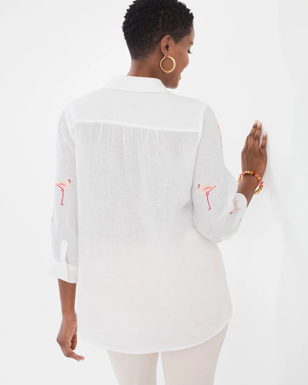 Embroidered Flamingo Shirt