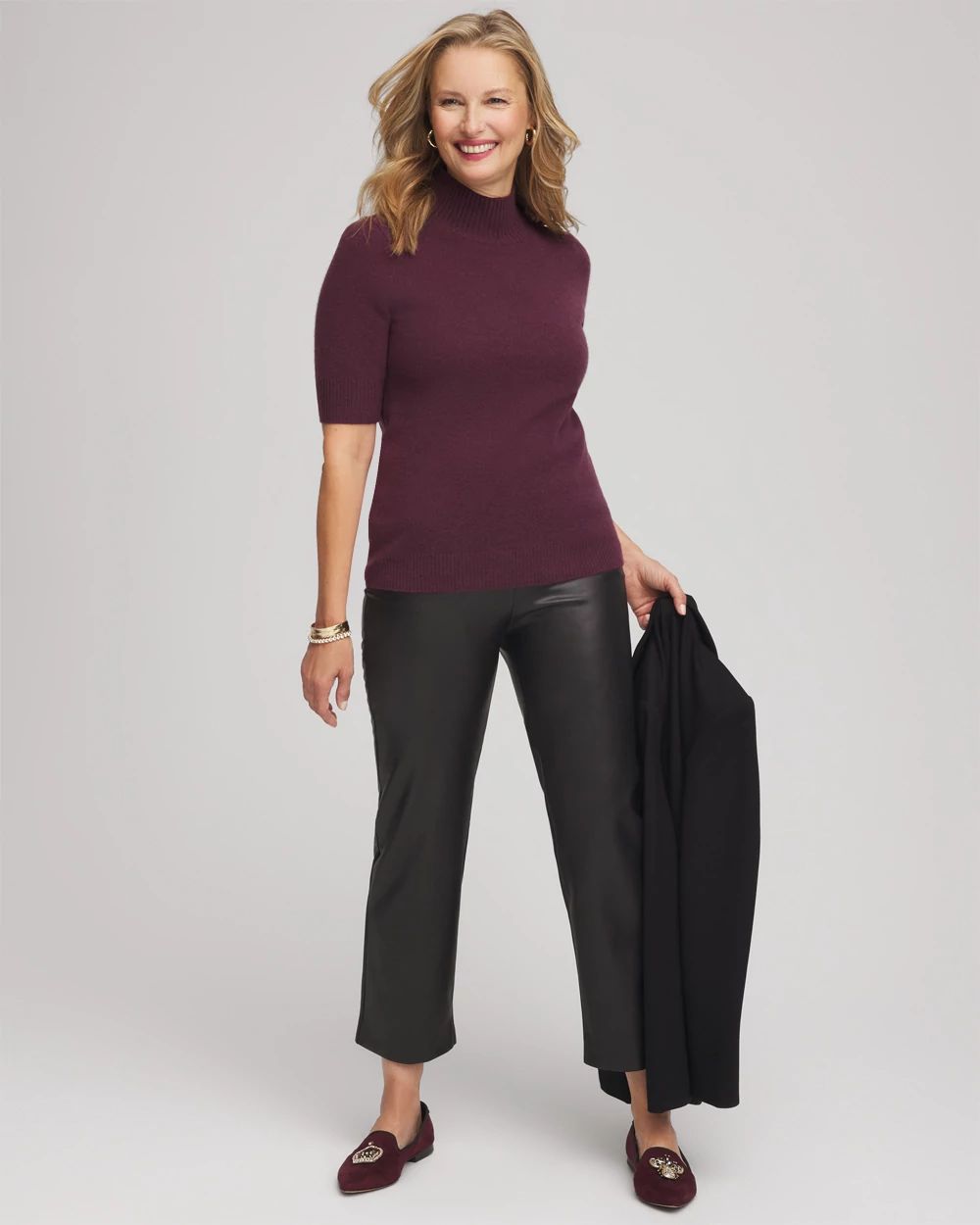Cashmere Elbow-Sleeve Sweater