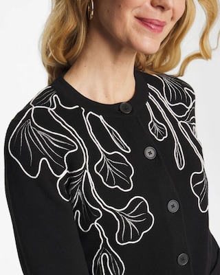 Embroidered Crewneck Cardigan Jacket click to view larger image.
