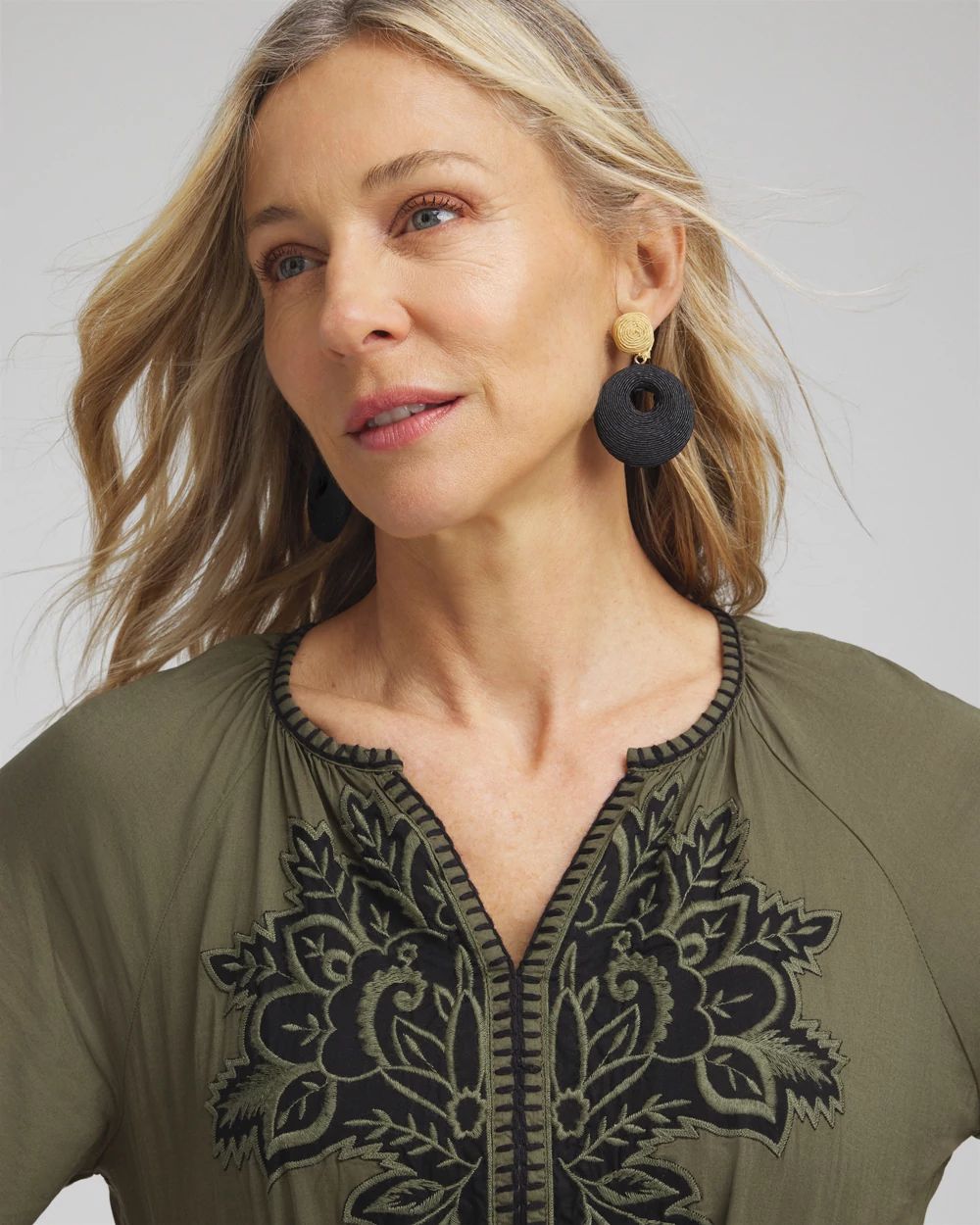 Petite Cotton Embroidered Tier Dress