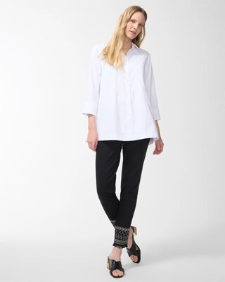 Embroidered Black Pull-On Ankle Jeggings