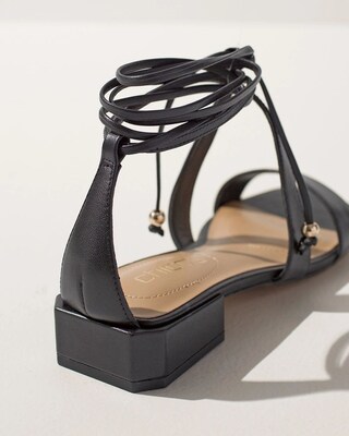 Black Leather Lace Up Sandals