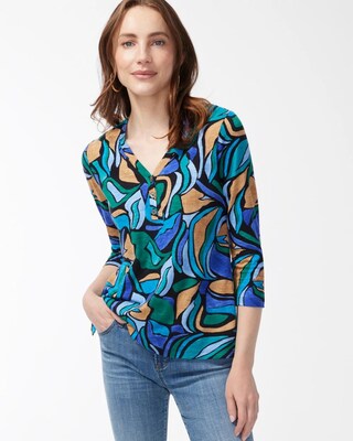 Abstract Print 3/4 Sleeve Tee