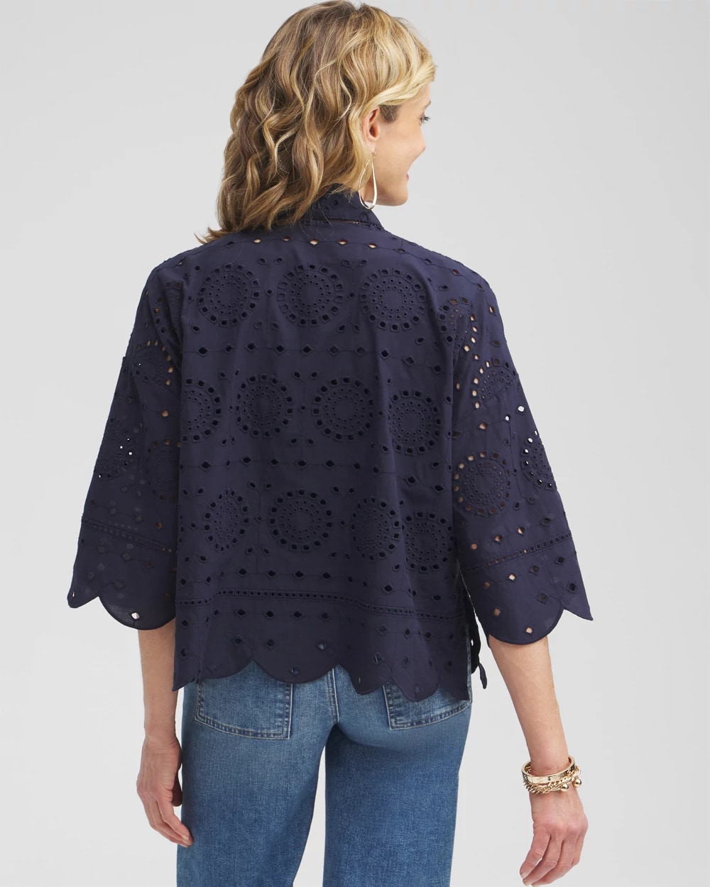 Eyelet Short Kimono