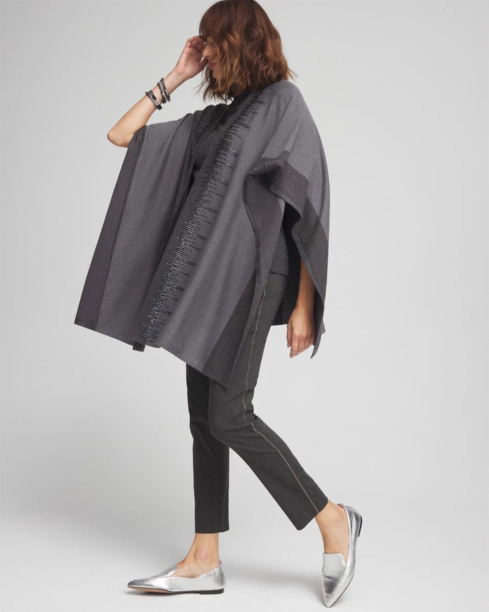 Embellished Colorblock Ruana
