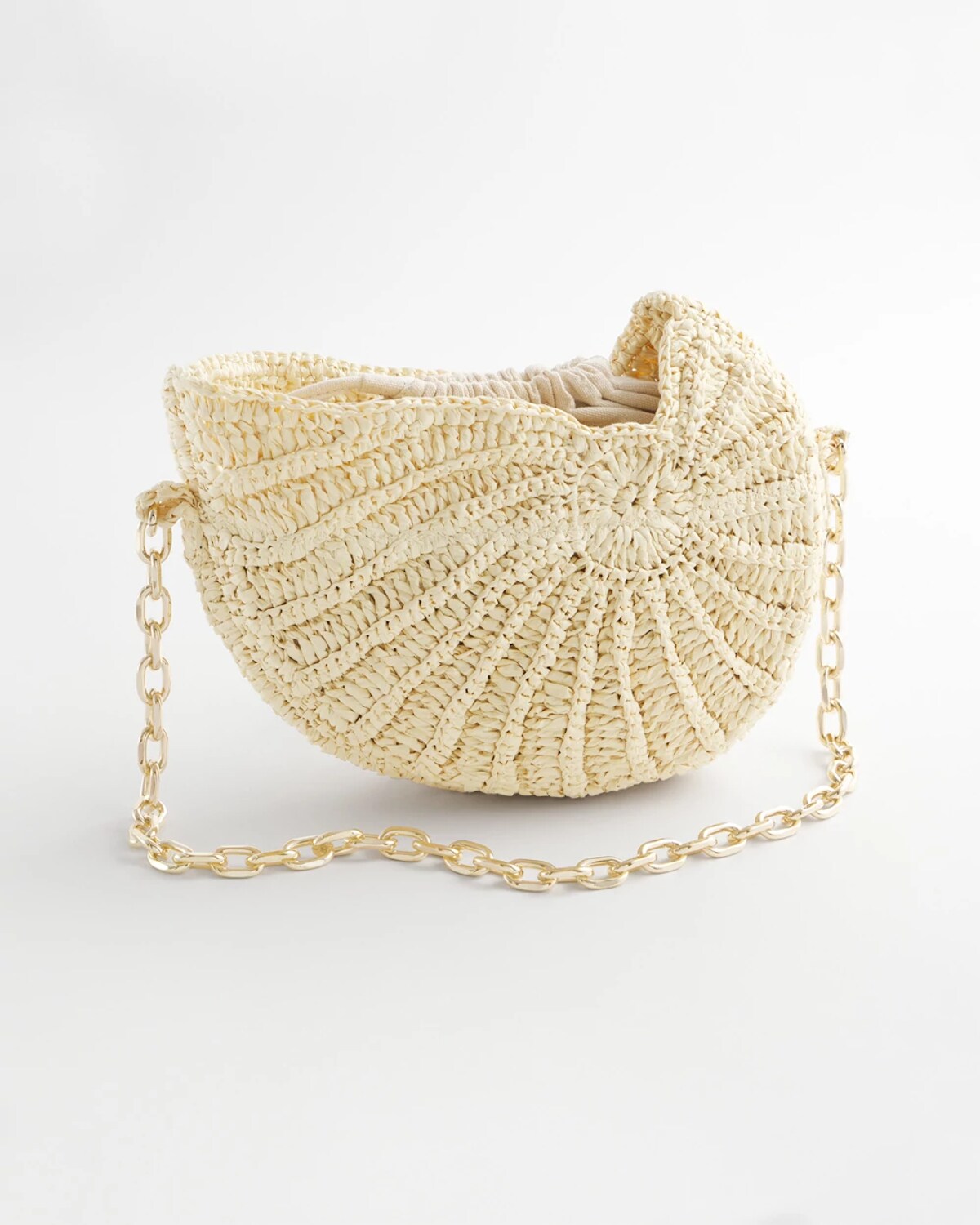 Chico's Raffia Crochet Conch Shell Bag In Neutral In Brown