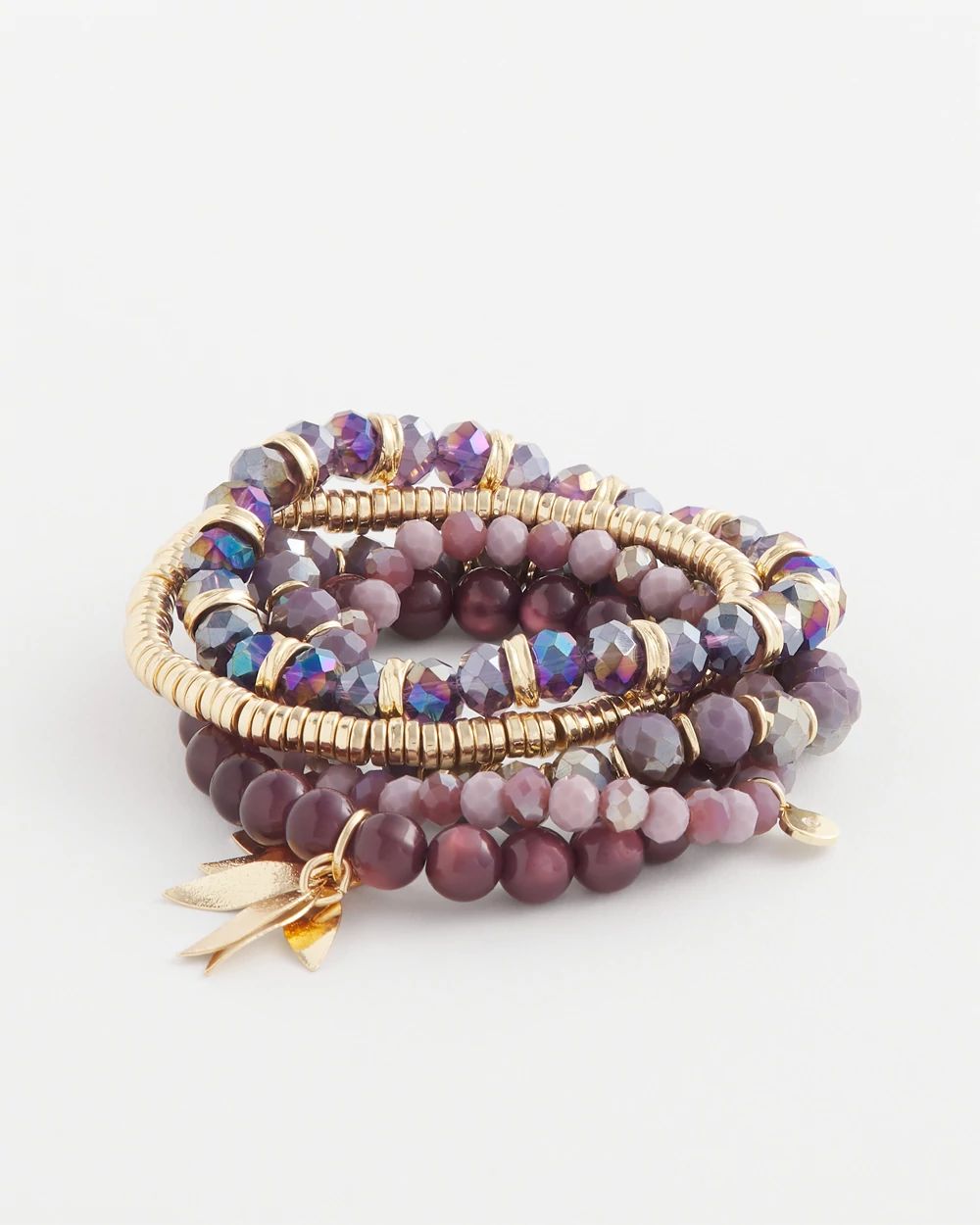 Set of Five Purple Stretch Bracelets