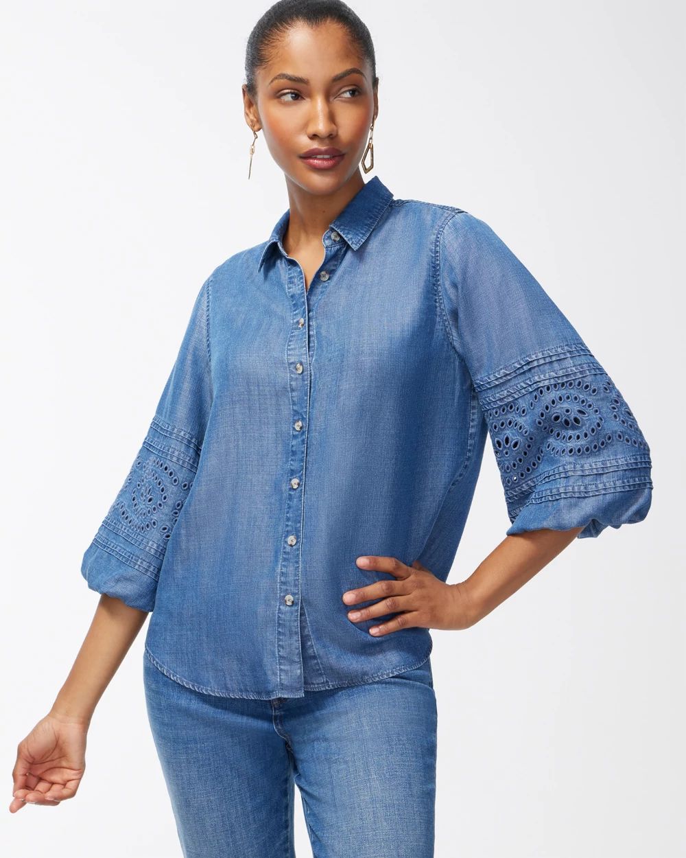 Tencel Cutwork Sleeve Shirt
