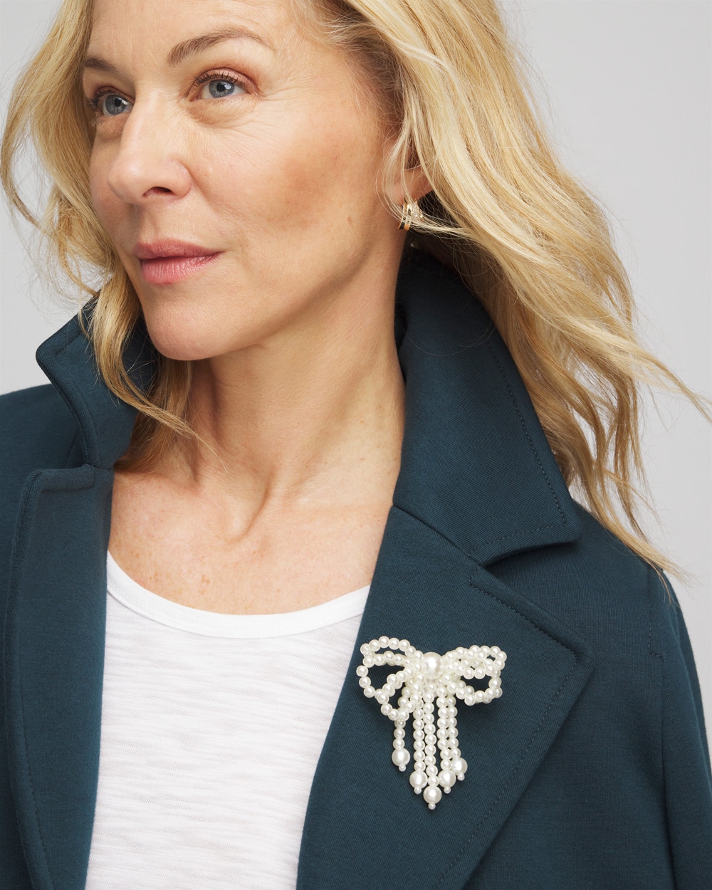 Faux Pearl Bow Brooch