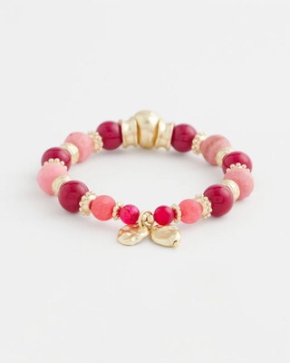Tonal Pink & Red Beaded Charm Bracelet click to view larger image.