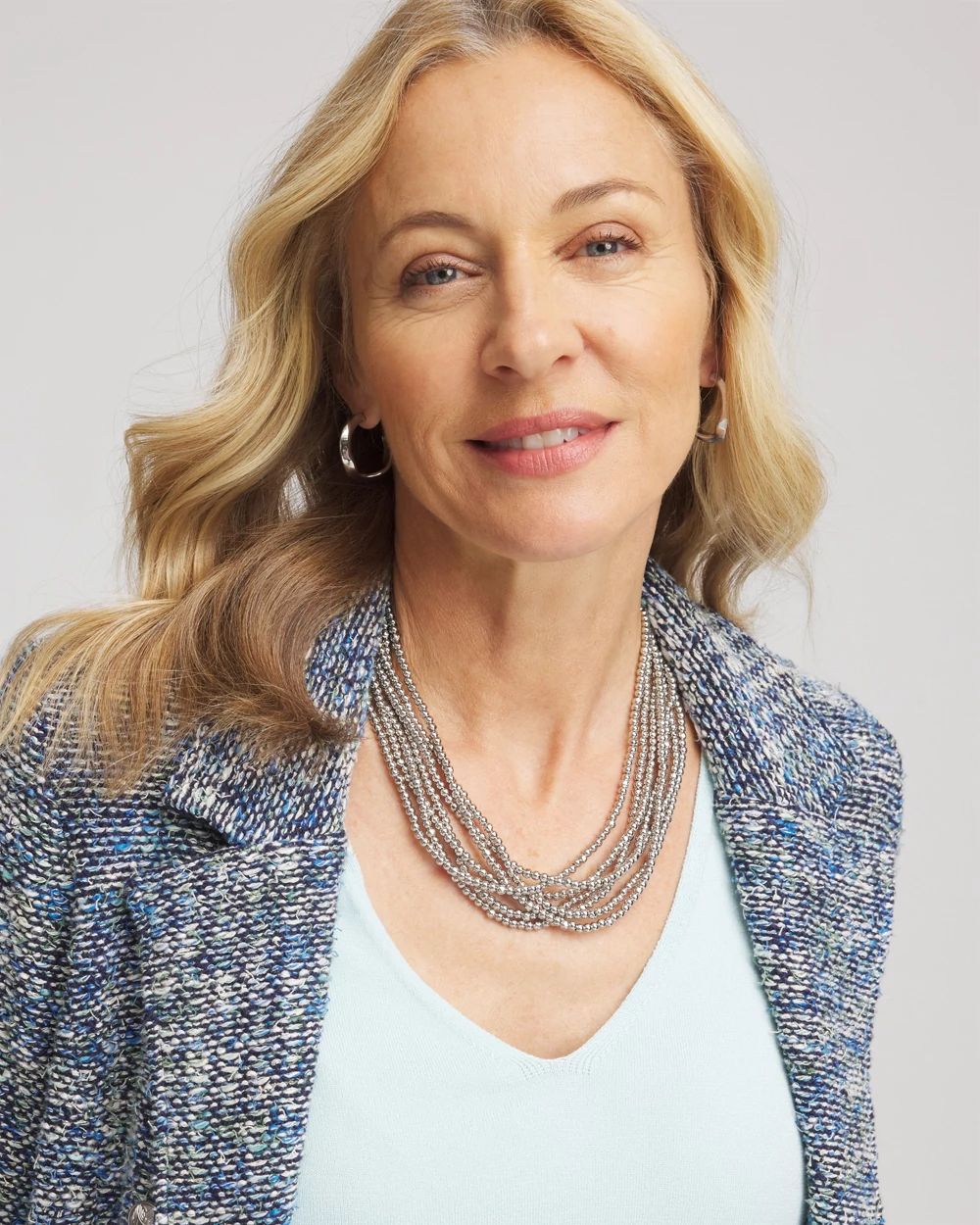Silvertone Multi-Strand Beaded Necklace