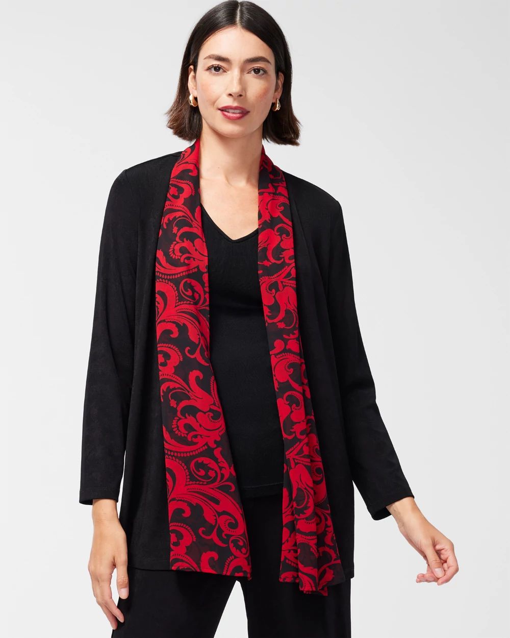 Travelers Chiffon Trim Scroll Print Jacket