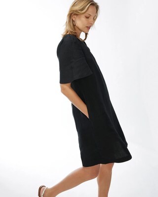 Linen Flutter Sleeve Dress