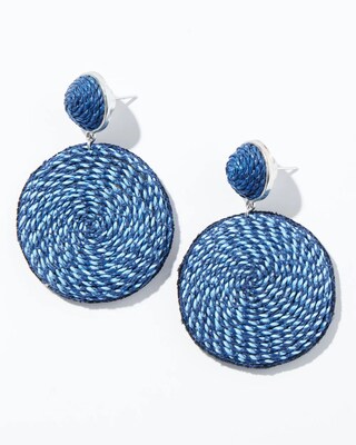Navy Drop Hoop Earrings