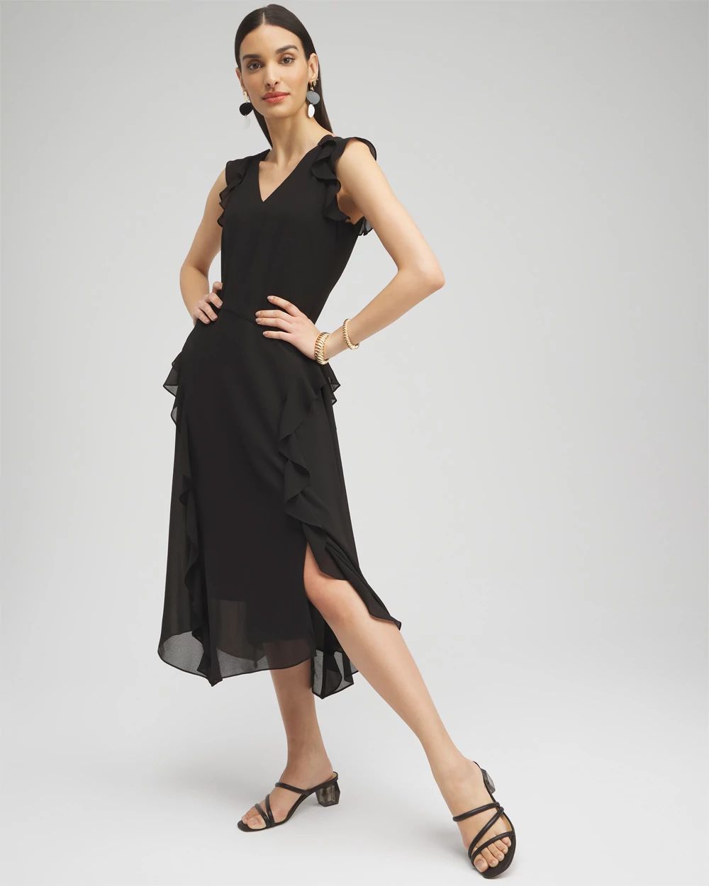 Chiffon Ruffle Midi Dress