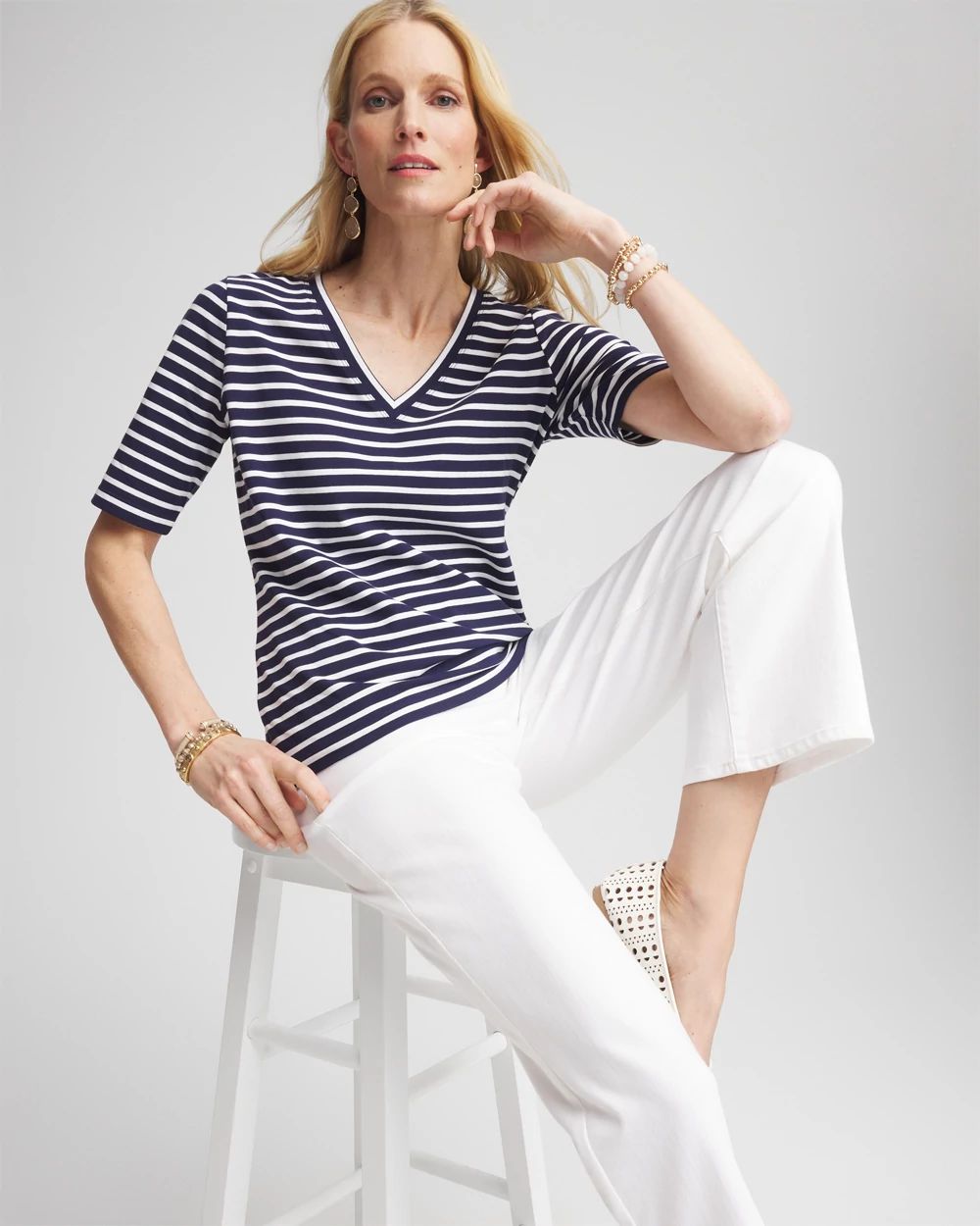 Striped V-Neck Perfect Tee