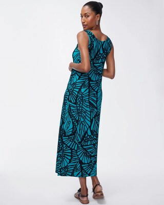 Travelers Wing Print Sleeveless Maxi Dress