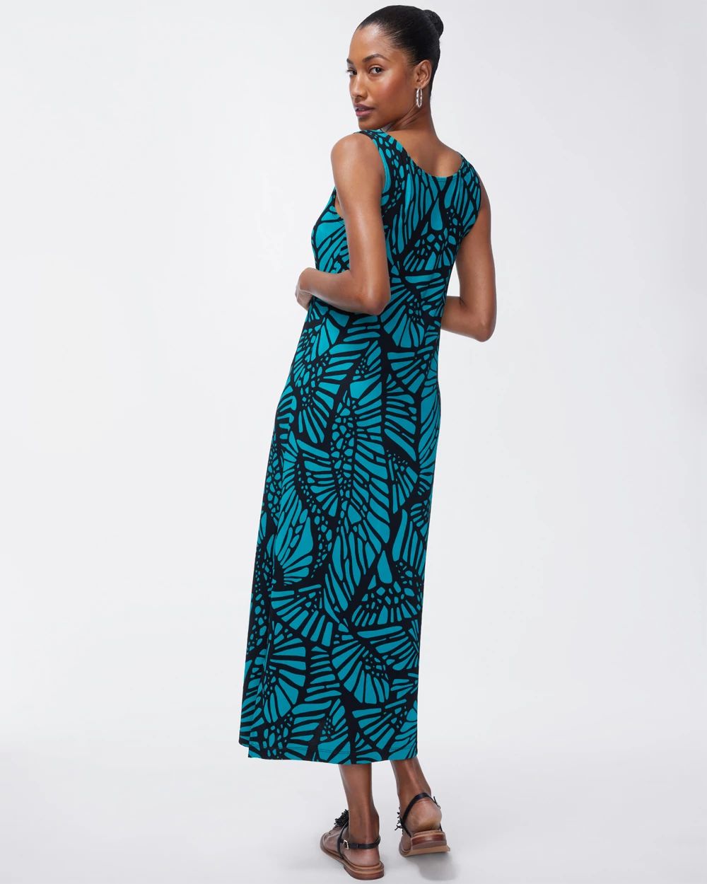 Travelers Wing Print Sleeveless Maxi Dress