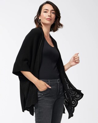 Embroidered Eyelet Sweater Ruana