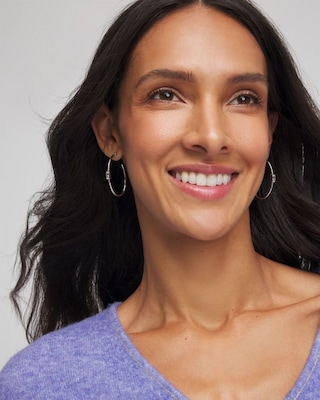 Silver Oval Hoop Earrings click to view larger image.