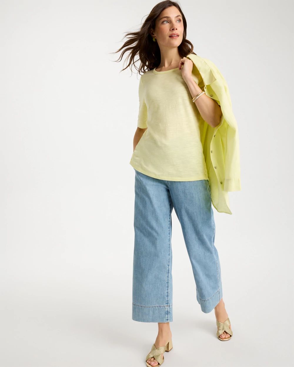 Slub Crewneck Button Tee