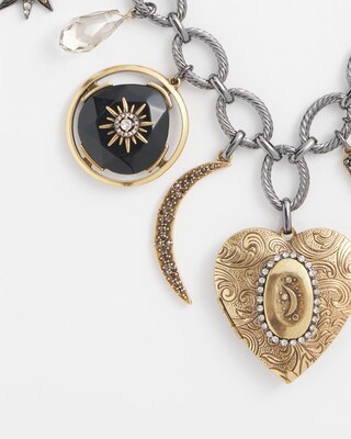 Mixed Metals Charm & Locket Necklace click to view larger image.