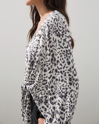 Animal Print Tie-Front Cardigan