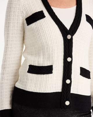 Tweed Braided V-Neck Cardigan click to view larger image.