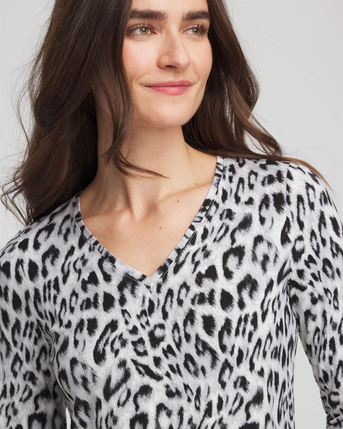 Chico's Touch Of Cool V-neck Layering Tee In Denim In Multi