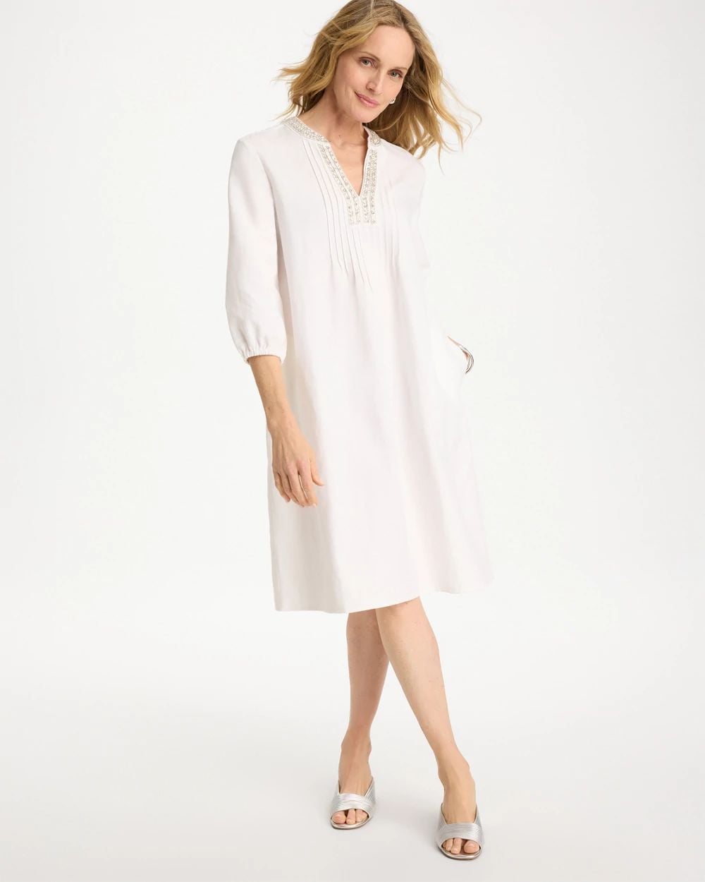 Embellished Pintuck Dress click to view larger image.