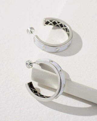 White Front to Back Hoop Earrings