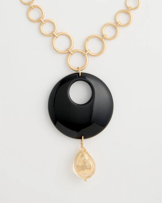 Black Open Circle Pendant Necklace click to view larger image.