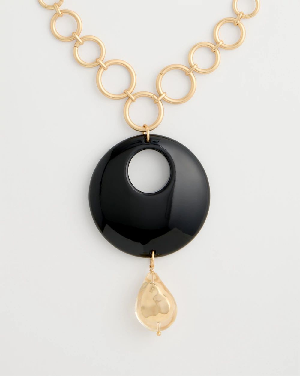 Black Open Circle Pendant Necklace click to view larger image.