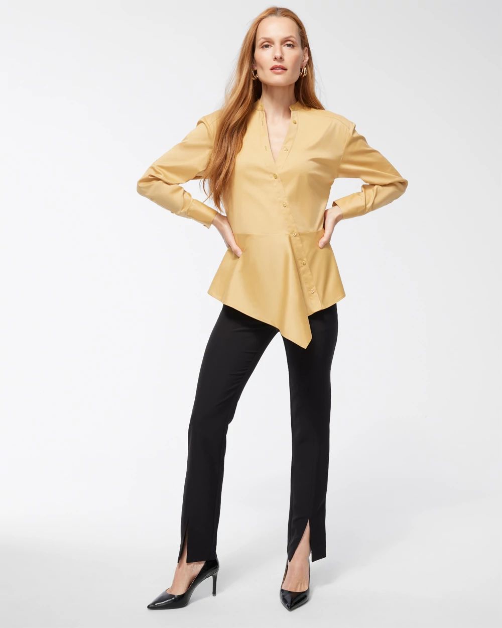 Black Label Poplin Peplum Shirt