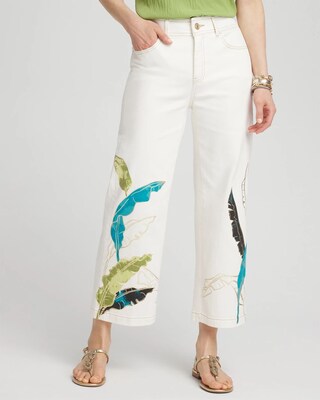 Tropical Wide Leg Cropped Trouser Jeans